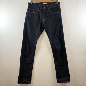 Uniqlo Mens Selvedge Dark Wash Jeans 30‎ Slim Straight Low Rise Japanese Denim